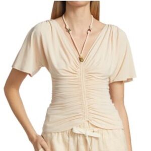 A.L.C. Nina Ruched Beaded Blouse Size Small